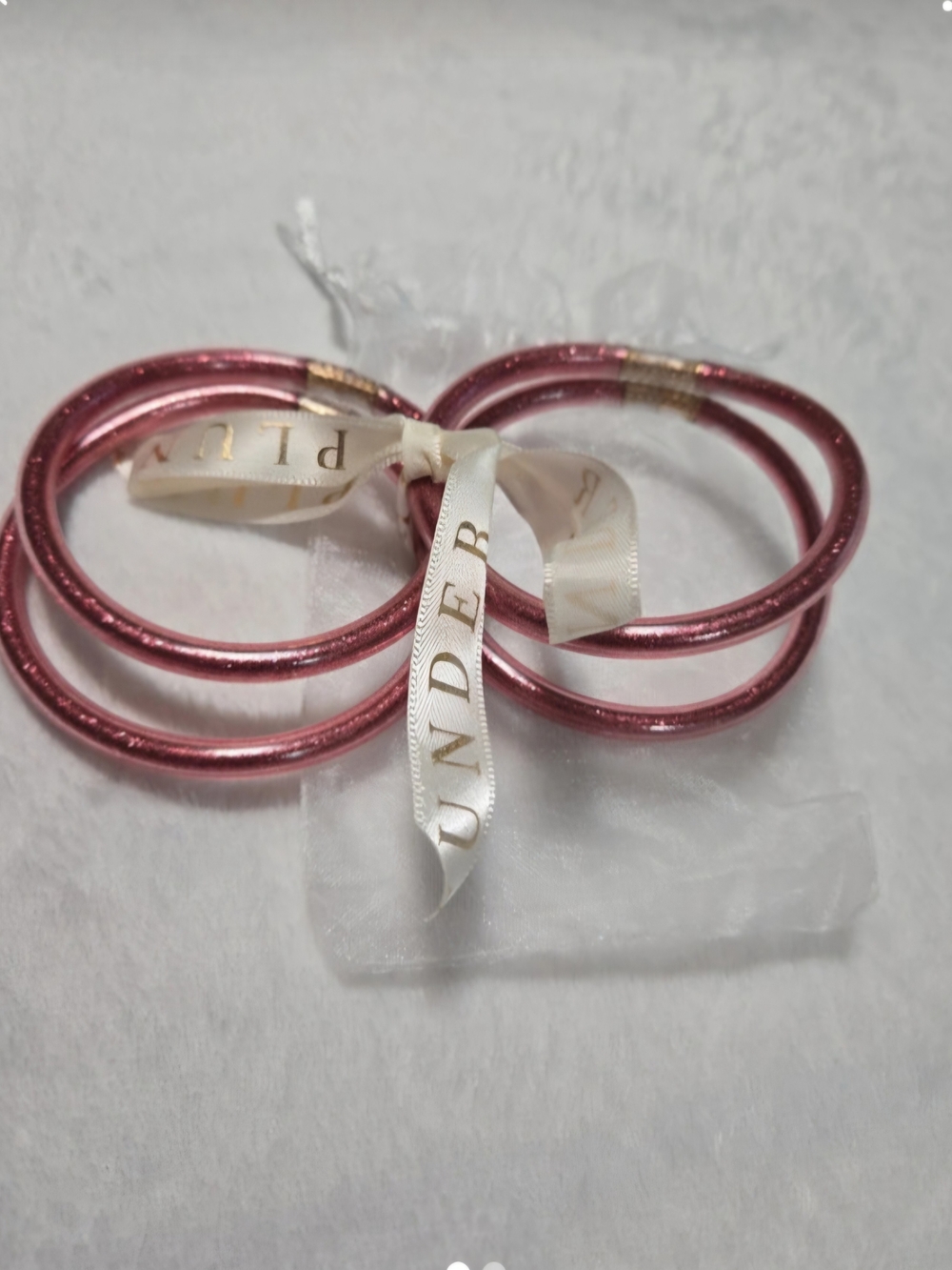 Plunder Metallic Pink Bangle Set - 4 Pack